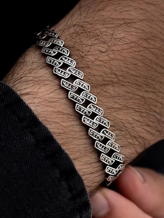 Erkek Gümüş Bileklik - Göktürkçe Alfabesiyle TürkYazılı Gümüş Bileklik Erkek Gümüş Bileklik - Göktürkçe Alfabesiyle TürkYazılı Gümüş Bileklik