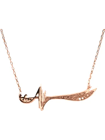 Kadın Gümüş Kolye - Rose Kaplama Zülfikar Bayan Gümüş Kolye Zincir