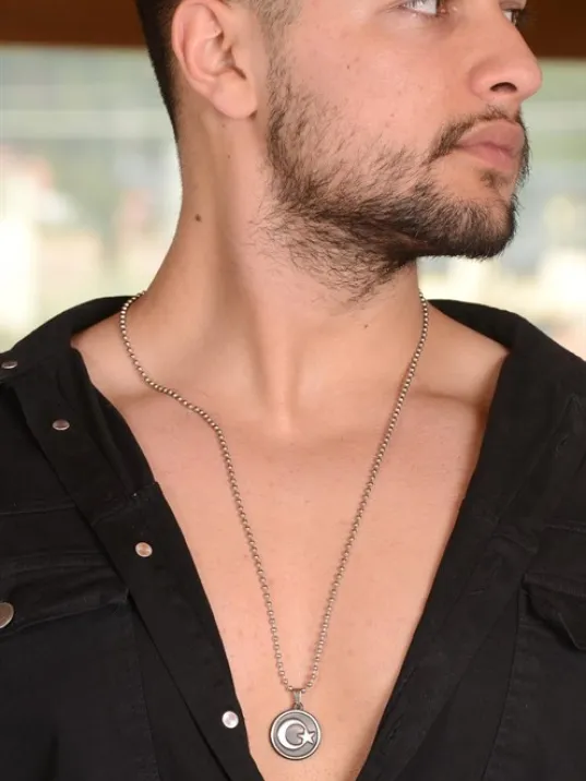 OttoMan Ay Yıldız Simgeli Çelik Zincir Kolye CKLAYYILDIZ-GMS OttoMan Ay Yıldız Simgeli Çelik Zincir Kolye CKLAYYILDIZ-GMS