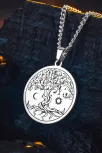 Steel Vitae Gümüş Renk Çelik Hayat Ağacı Erkek Kolye Kararmaz Gurmet Zincir