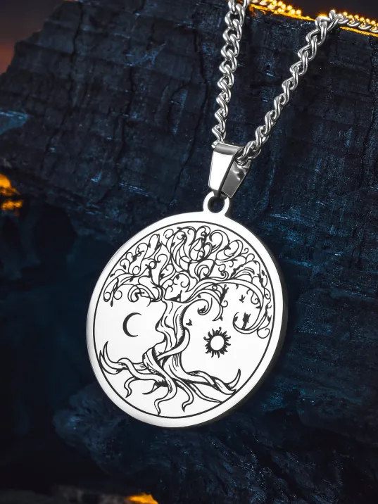 Steel Vitae Gümüş Renk Çelik Hayat Ağacı Erkek Kolye Kararmaz Gurmet Zincir Steel Vitae Gümüş Renk Çelik Hayat Ağacı Erkek Kolye Kararmaz Gurmet Zincir