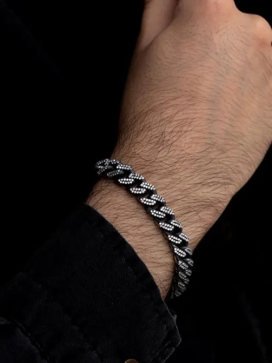 Erkek Gümüş Bileklik - Beyaz Zirkon Taşlı Gurmet Gümüş Bileklik Erkek Gümüş Bileklik - Beyaz Zirkon Taşlı Gurmet Gümüş Bileklik