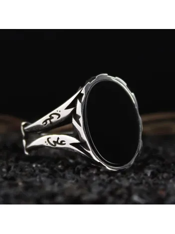 Siyah Oniks Taşlı Zülfikar Kasa Özel Seri Erkek Gümüş Yüzük