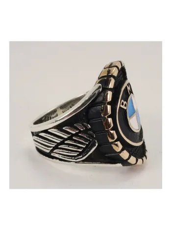 Bmw Logolu Amblemli Gümüş Erkek Yüzük