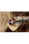 Edebali Usta Özel Tasarımı Şival Amatist Gümüş Bayan Yüzük