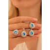 Kadın Gümüş Set - Damla Model Mavi Topaz Taşlı Baget Süslemeli Rodyumlu Kadın Set Kadın Gümüş Set - Damla Model Mavi Topaz Taşlı Baget Süslemeli Rodyumlu Kadın Set