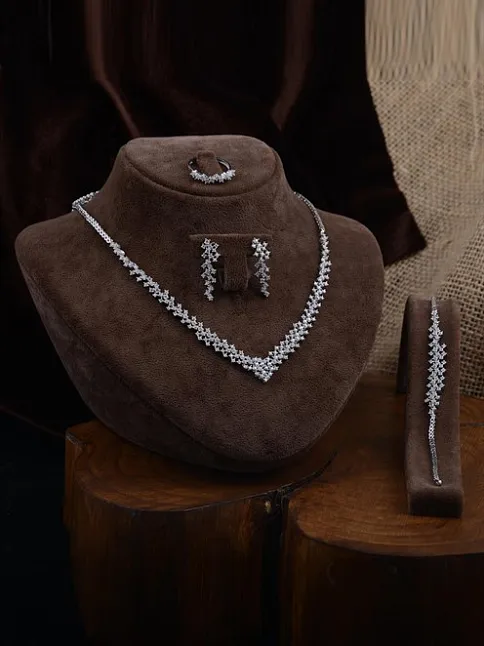 Arın Bayan Zirkon Taşlı Gümüş Su Yolu Set - Kolye, Bileklik, Küpe, Yüzük
