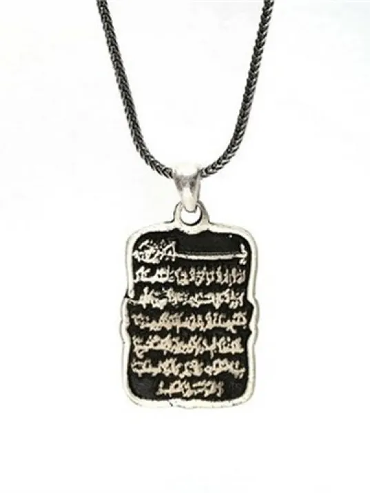 Özel Kesim Ayetel Kürsi Erkek Gümüş Kolye Zincir