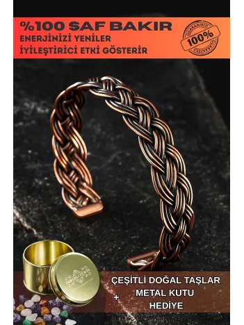 Erkek Bakır Bileklik - Örgü Model Erkek Kelepçe Bileklik Bilezik