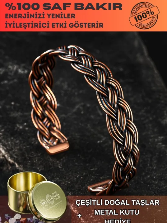 Erkek Bakır Bileklik - Örgü Model Erkek Kelepçe Bileklik Bilezik