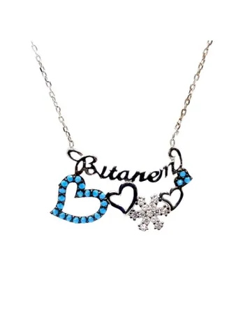 Kalpli Ve Kar Taneli Bitanem Bayan Gümüş Kolye Zincir