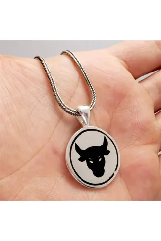 Boğa Figürlü Erkek Gümüş Kolye Zincir