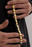 Grek Dalgalı Çelik Sarı Erkek Bileklik Künye Cblaltgrek1