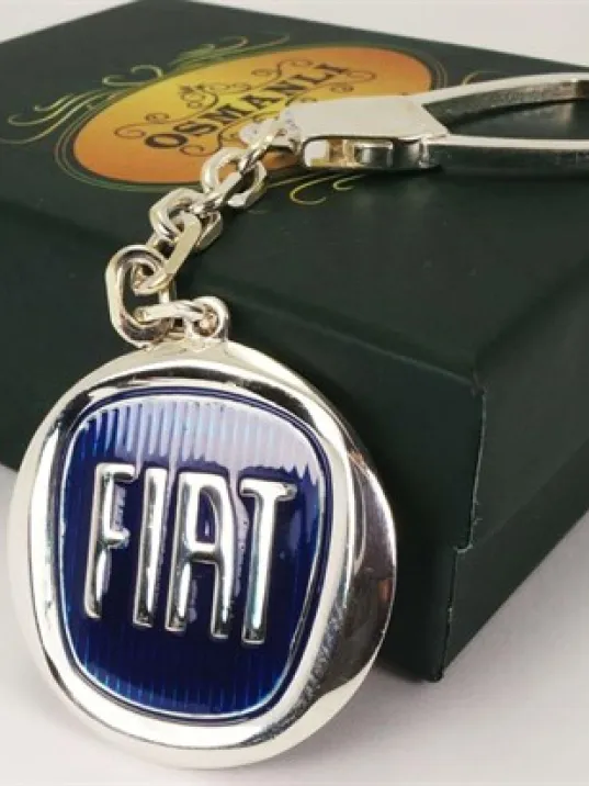 Gümüş Fiat Anahtarlık Mavi Mineli