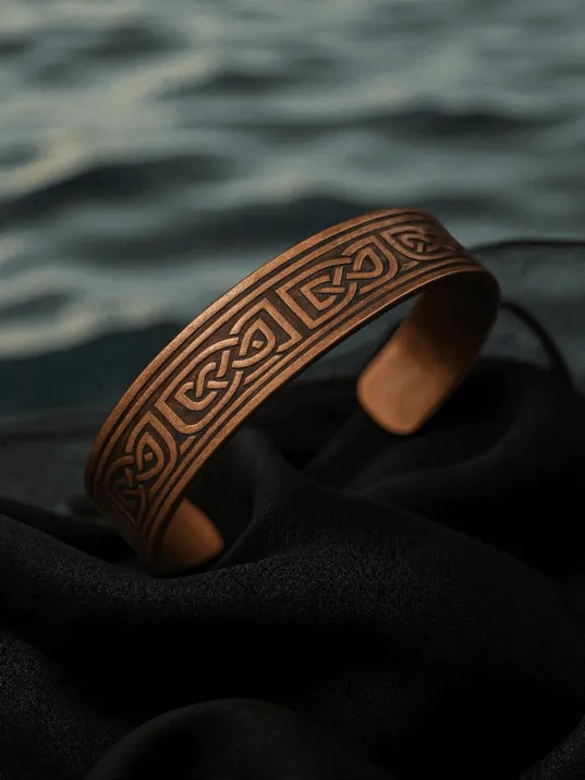 Erkek Kadın Bakır Bileklik - Alpha Model Bakır Bilezik Metal Kutu Ve Doğal Taşlar