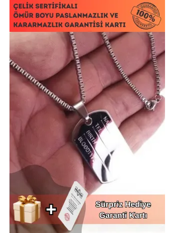 Asker Künyesi Paslanmaz Çelik Erkek Kolye