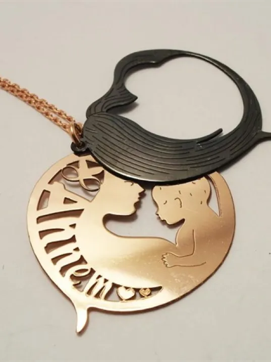 Anneler Günü Hediyesi Annem Yazılı Gümüş Anne Çocuk Kolyesi Anneler Günü Hediyesi Annem Yazılı Gümüş Anne Çocuk Kolyesi