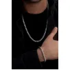 Erkek Çelik Bileklik Kolye Set - Kare Kesim Model Çelik Set Erkek Çelik Bileklik Kolye Set - Kare Kesim Model Çelik Set
