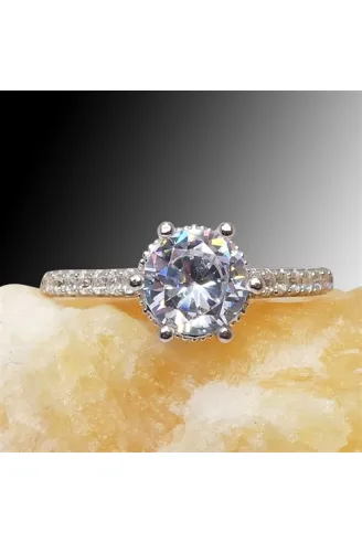 7mm Tektaşlı Zirkon Taşlı Sarmaşık Model Bayan Gümüş Yüzük