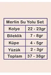 Kadın Gümüş Takı Seti - Merlin Baget Taşlı Model Kolye, Bileklik, Yüzük, Küpe Tam Set
