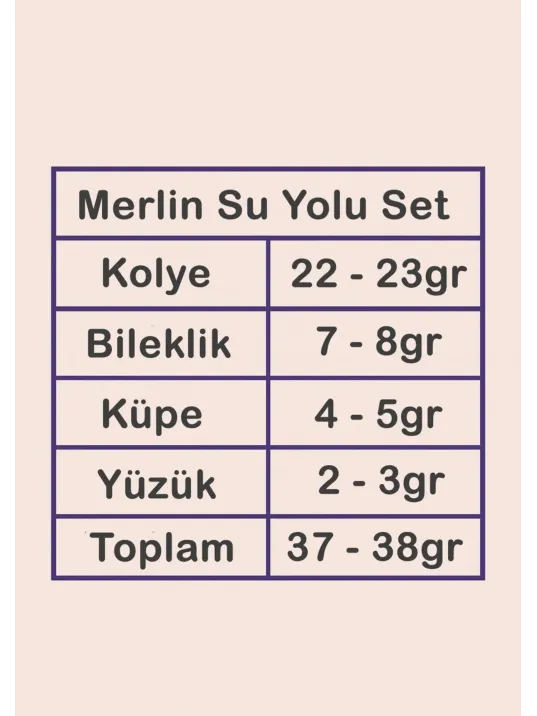 Kadın Gümüş Takı Seti - Merlin Baget Taşlı Model Kolye, Bileklik, Yüzük, Küpe Tam Set