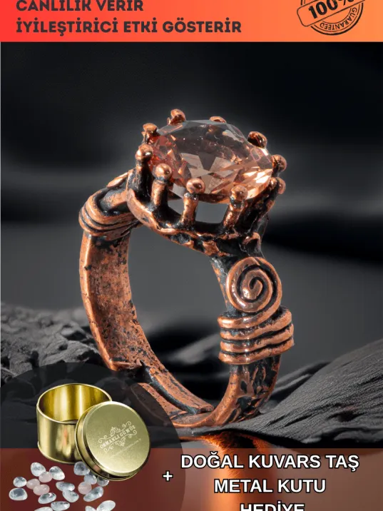 Kadın Bakır Yüzük - Zultanit Taşı Ağaç Kabuğu Model İnce Metal Kutu Kuvars Taşlı Yüzük Kadın Bakır Yüzük - Zultanit Taşı Ağaç Kabuğu Model İnce Metal Kutu Kuvars Taşlı Yüzük