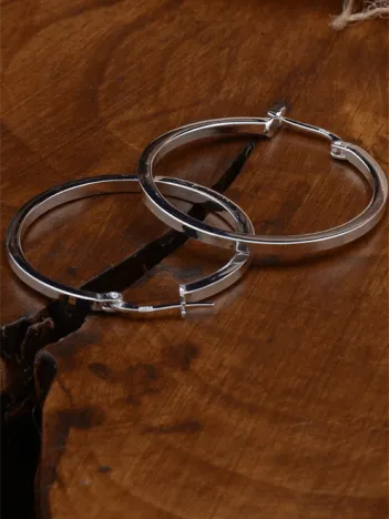 Ottoman 40 mm Halka Kesim Kare Model 925 Ayar Gümüş Kadın Küpesi - GKPKAREMDL1-GMS