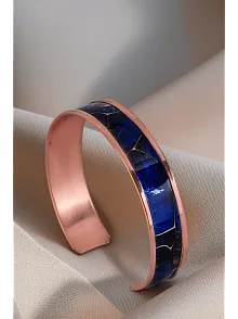 Kadın Bakır Bileklik Yüzük Set - Ocean Model Özel Baskı Metal Kutu Ve Kuvars Taşı