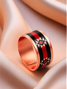 Kadın Bakır Yüzük - Rosso Model Özel Baskı Metal Kutu Ve Kuvars Taşı