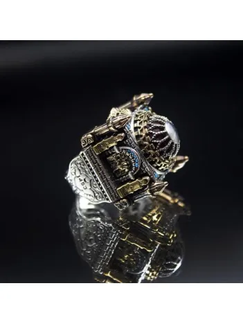 İslam Usta Tasarımı Yeni Çağ Model 2 Gümüş Erkek Yüzük GYZYENICAG2-GMS