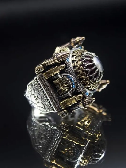 İslam Usta Tasarımı Yeni Çağ Model 2 Gümüş Erkek Yüzük GYZYENICAG2-GMS