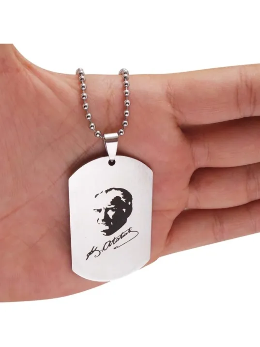 Erkek Çelik Atatürk İmzalı Zincir Kolye