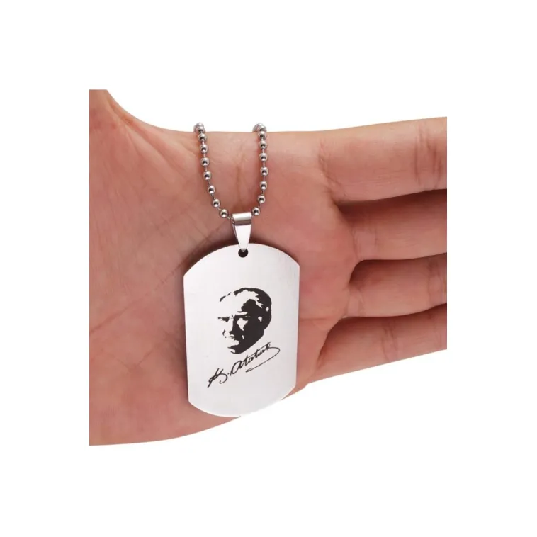 Erkek Çelik Atatürk İmzalı Zincir Kolye Erkek Çelik Atatürk İmzalı Zincir Kolye