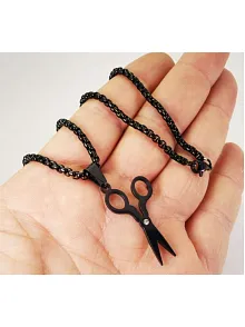 OttoMan Berber Makas Erkek Çelik Kolye Zincir Siyah Model