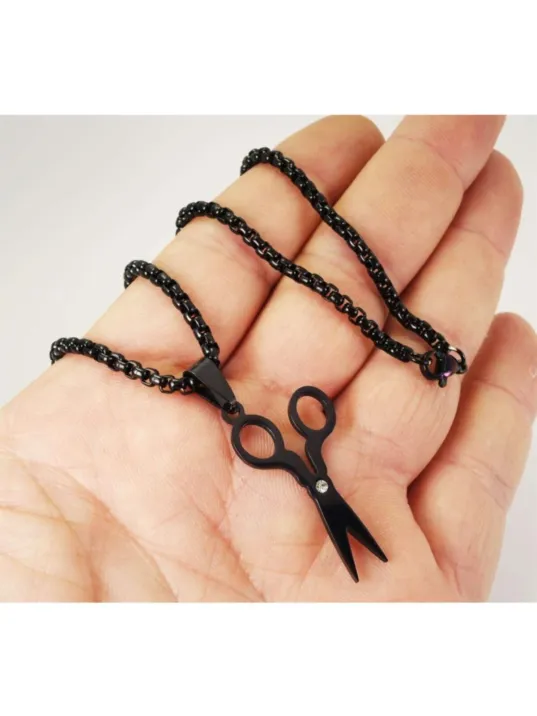 OttoMan Berber Makas Erkek Çelik Kolye Zincir Siyah Model