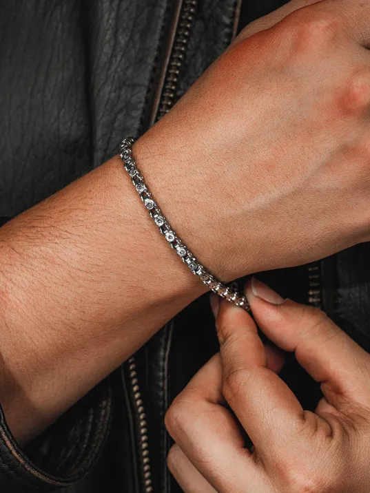 Erkek Çelik Bileklik - Pullu Model Çelik Bileklik