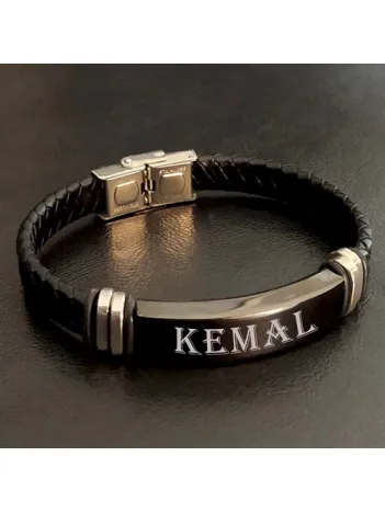 Kişiye Özel İsim Yazılan Çelik Deri Erkek Bileklik Kişiye Özel İsim Yazılan Çelik Deri Erkek Bileklik