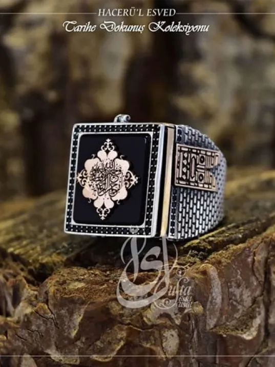 İslam Usta Tasarımı Hacer’ül Esved Gümüş Erkek Yüzük