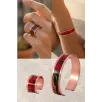 Kadın Bakır Bileklik Yüzük Set - Chlara Model Özel Baskı Metal Kutu Ve Kuvars Taşı Kadın Bakır Bileklik Yüzük Set - Chlara Model Özel Baskı Metal Kutu Ve Kuvars Taşı