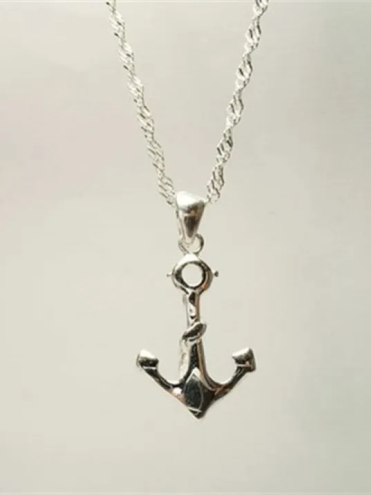 Gemi Çapası Gümüş Bayan Kolye Küçük Boy