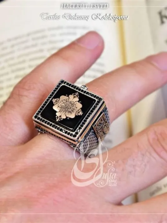 İslam Usta Tasarımı Hacer’ül Esved Gümüş Erkek Yüzük