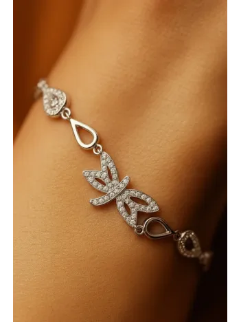 Kadın Gümüş Bileklik - Yusufçuk Model Damla Motifli Gümüş Bilezik