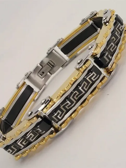 Erkek Çelik Bileklik Künye Zikzaklı Model