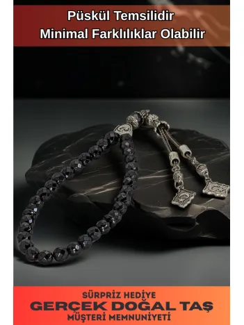 Erkek Doğal Taş Tespih - Doğal Faset Kesim Hematit Taşlı Ortaboy Tesbih