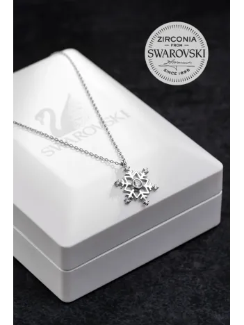 Kadın Gümüş Kolye - Swarovski Taşlı Zirconia Kar Tanesi Model 2 Kadın Kolye
