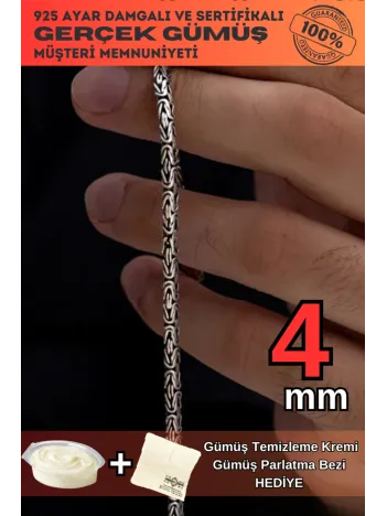 Yassı-Ezme Kral Zincir Gümüş Erkek Bileklik Künye