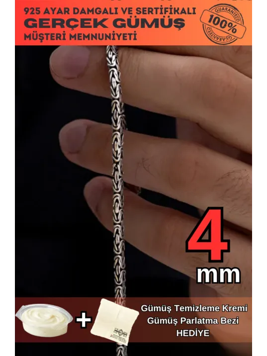 Yassı-Ezme Kral Zincir Gümüş Erkek Bileklik Künye