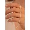 Kadın Gümüş Kolye - 1.6mm Beyaz Tilki Kuyruğu Zincir Gümüş Kadın Kolye