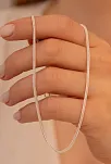 Kadın Gümüş Kolye - 1.6mm Beyaz Tilki Kuyruğu Zincir Gümüş Kadın Kolye
