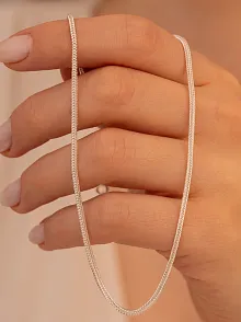 Kadın Gümüş Kolye - 1.6mm Beyaz Tilki Kuyruğu Zincir Gümüş Kadın Kolye